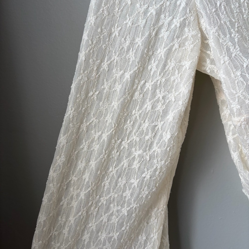 Cider Cream Lace Wrap Crop Top with Bell Sleeves - Picture 9 of 13